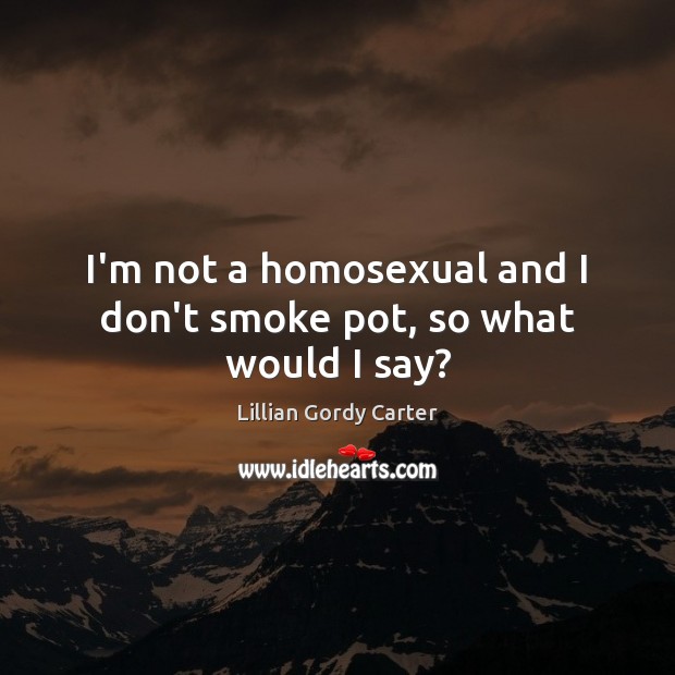 I’m not a homosexual and I don’t smoke pot, so what would I say? Lillian Gordy Carter Picture Quote