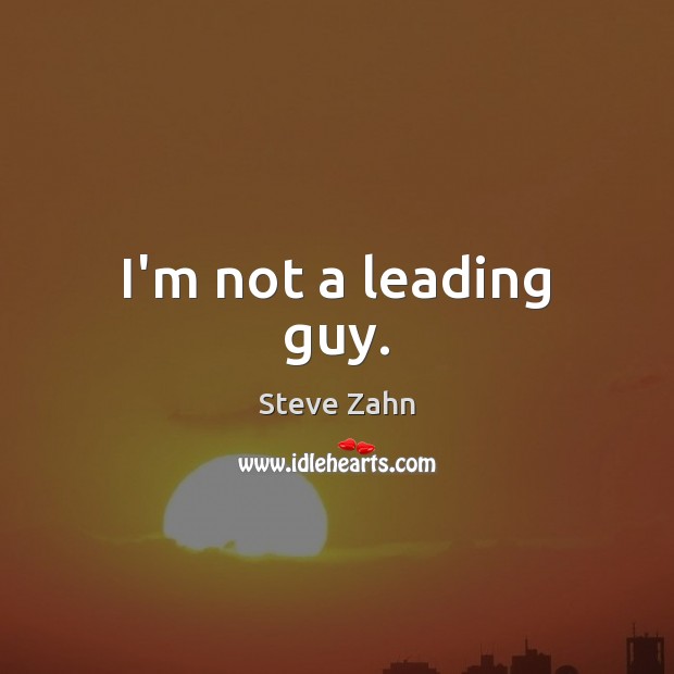 I’m not a leading guy. Steve Zahn Picture Quote