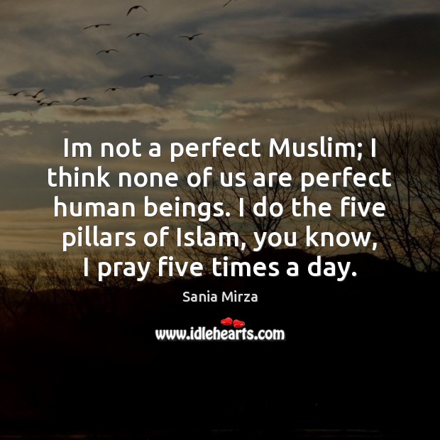 Im not a perfect Muslim; I think none of us are perfect Sania Mirza Picture Quote