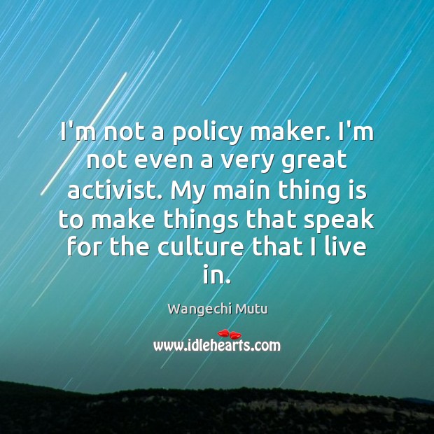 I’m not a policy maker. I’m not even a very great activist. Image