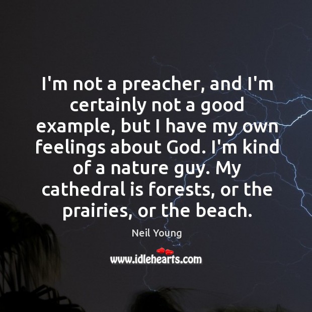 I’m not a preacher, and I’m certainly not a good example, but Neil Young Picture Quote