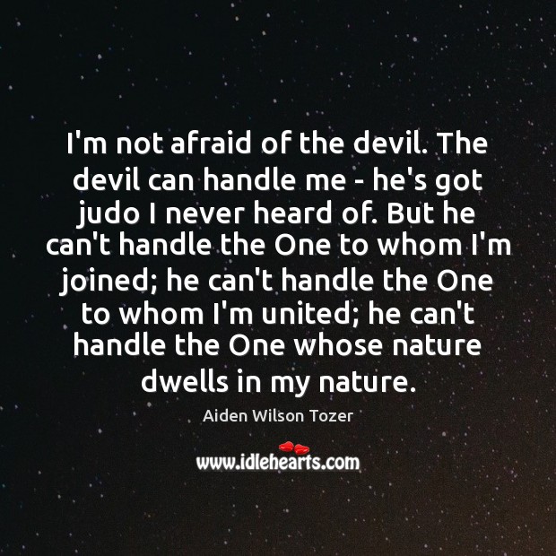 I’m not afraid of the devil. The devil can handle me – Aiden Wilson Tozer Picture Quote