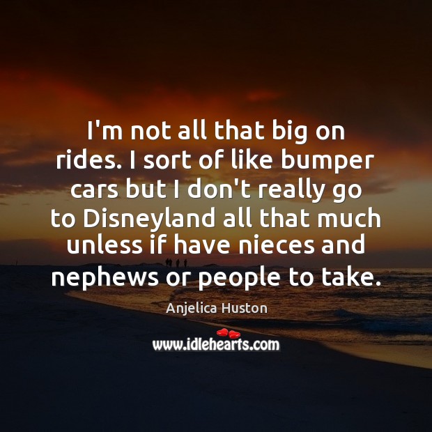 I’m not all that big on rides. I sort of like bumper Anjelica Huston Picture Quote