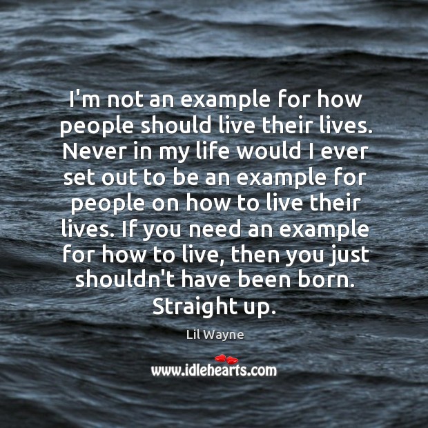 I’m not an example for how people should live their lives. Never Image