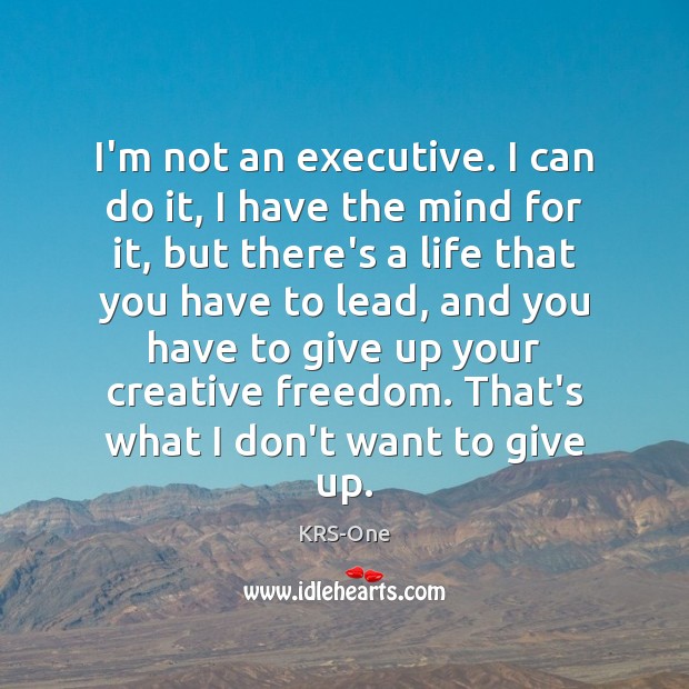 I’m not an executive. I can do it, I have the mind KRS-One Picture Quote