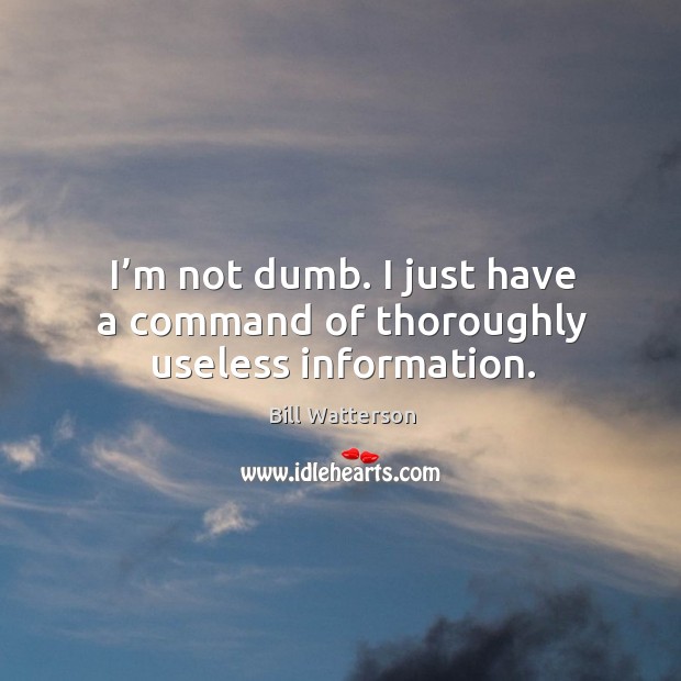 I’m not dumb. I just have a command of thoroughly useless information. 