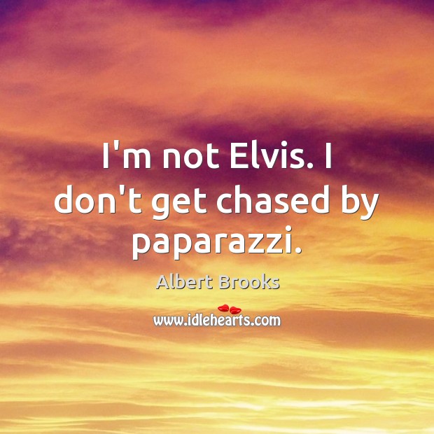 I’m not Elvis. I don’t get chased by paparazzi. Albert Brooks Picture Quote