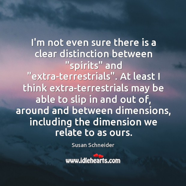 I’m not even sure there is a clear distinction between “spirits” and “ Susan Schneider Picture Quote