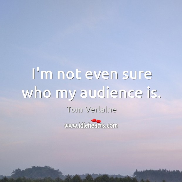 I’m not even sure who my audience is. Tom Verlaine Picture Quote
