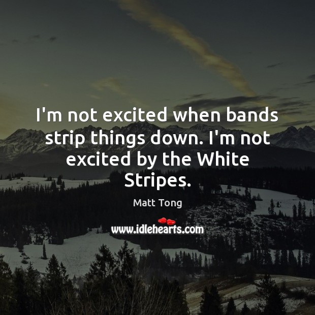 I’m not excited when bands strip things down. I’m not excited by the White Stripes. Matt Tong Picture Quote