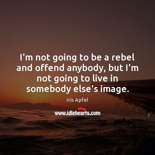 I’m not going to be a rebel and offend anybody, but I’m Iris Apfel Picture Quote