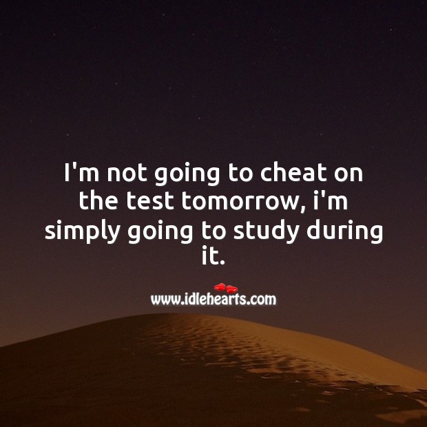 I’m not going to cheat on the test tomorrow Image
