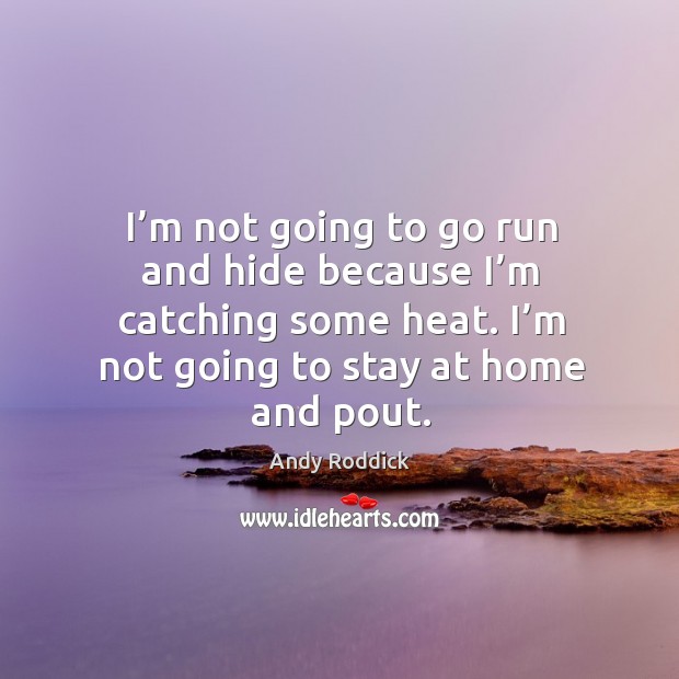 I’m not going to go run and hide because I’m catching some heat. I’m not going to stay at home and pout. Andy Roddick Picture Quote
