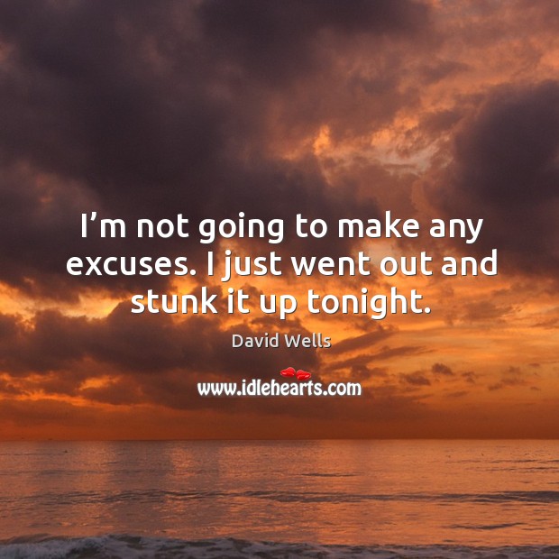 I’m not going to make any excuses. I just went out and stunk it up tonight. David Wells Picture Quote