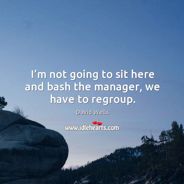 I’m not going to sit here and bash the manager, we have to regroup. David Wells Picture Quote