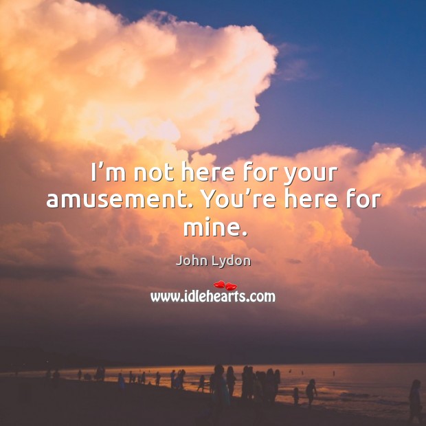 I’m not here for your amusement. You’re here for mine. John Lydon Picture Quote