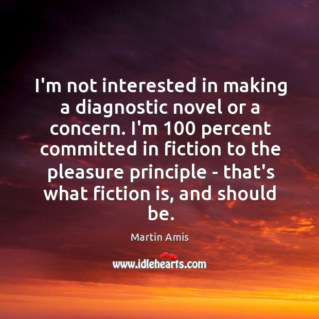 I’m not interested in making a diagnostic novel or a concern. I’m 100 Martin Amis Picture Quote