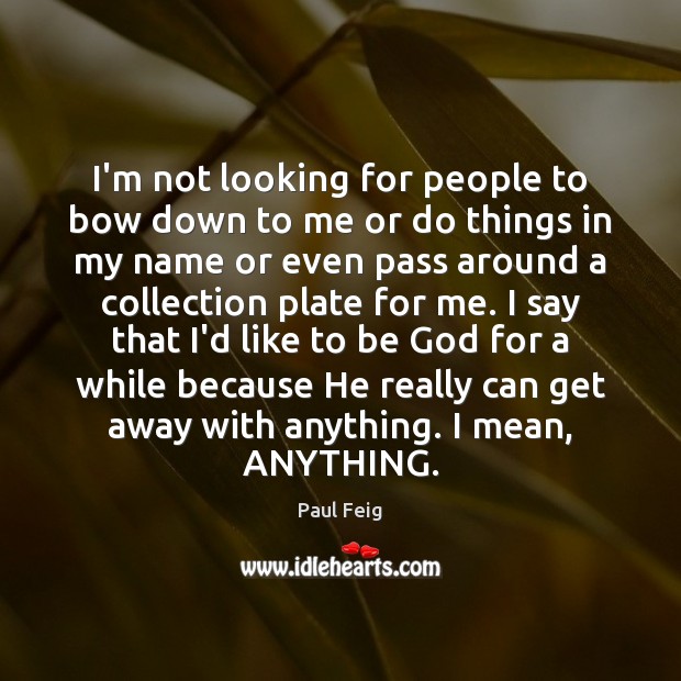 I’m not looking for people to bow down to me or do Paul Feig Picture Quote