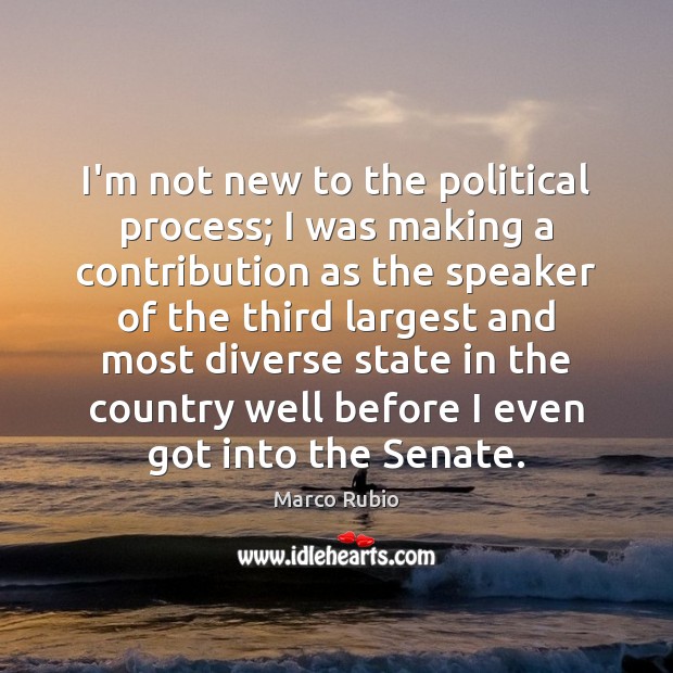 I’m not new to the political process; I was making a contribution Marco Rubio Picture Quote
