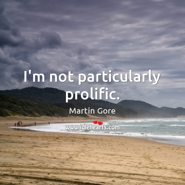 I’m not particularly prolific. Martin Gore Picture Quote