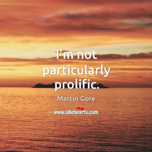 I’m not particularly prolific. Martin Gore Picture Quote