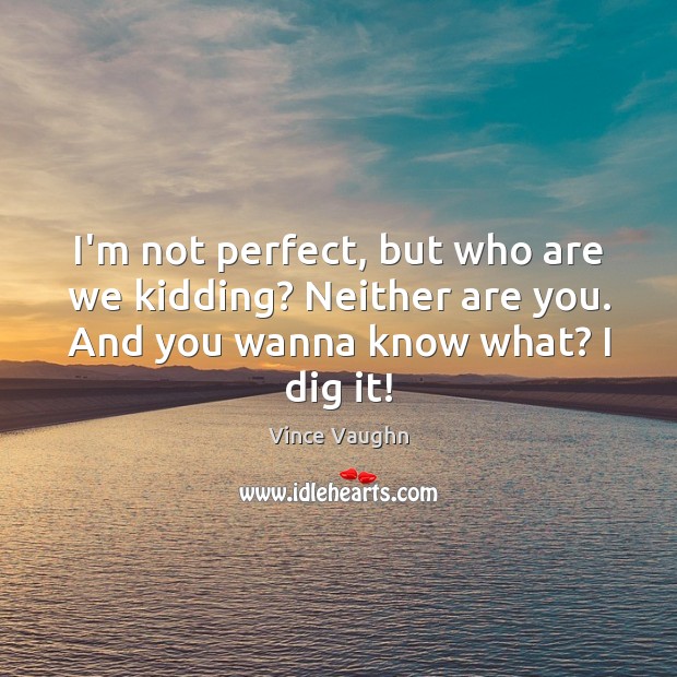 I’m not perfect, but who are we kidding? Neither are you. And Vince Vaughn Picture Quote