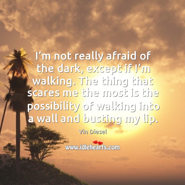 I’m not really afraid of the dark, except if I’m walking. The thing that scares me Afraid Quotes Image