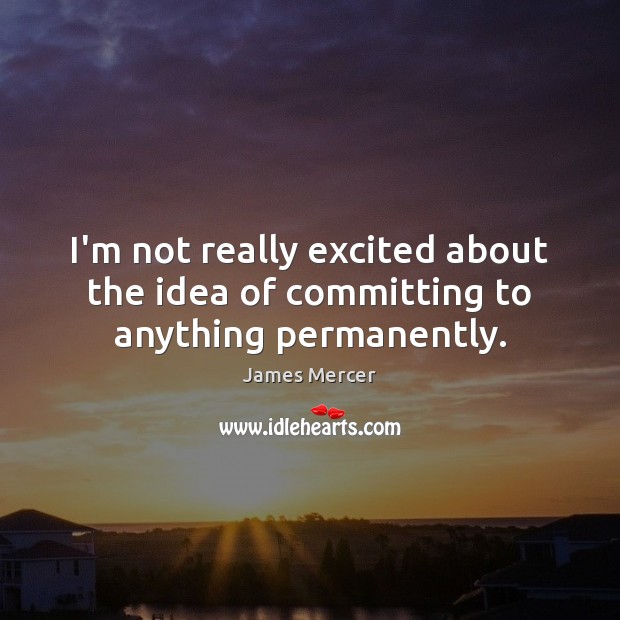 I’m not really excited about the idea of committing to anything permanently. James Mercer Picture Quote