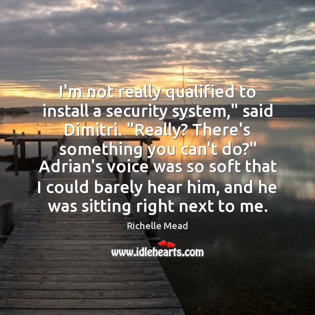 I’m not really qualified to install a security system,” said Dimitri. “Really? Image