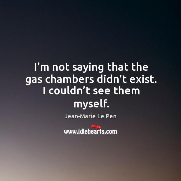 I’m not saying that the gas chambers didn’t exist. I couldn’t see them myself. Image