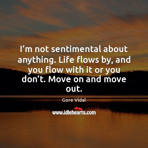 I’m not sentimental about anything. Life flows by, and you flow Image