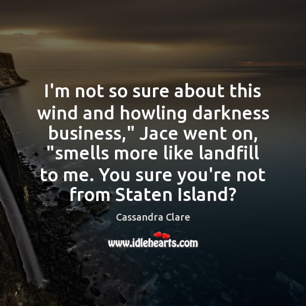 I’m not so sure about this wind and howling darkness business,” Jace Cassandra Clare Picture Quote