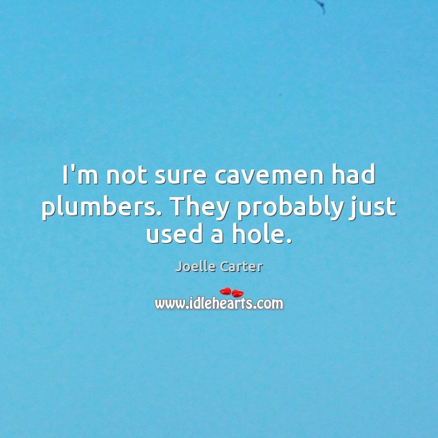 I’m not sure cavemen had plumbers. They probably just used a hole. Joelle Carter Picture Quote