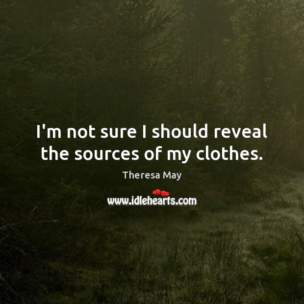 I’m not sure I should reveal the sources of my clothes. Theresa May Picture Quote