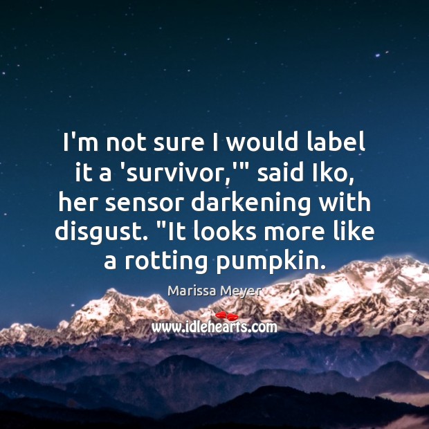 I’m not sure I would label it a ‘survivor,'” said Iko, Marissa Meyer Picture Quote