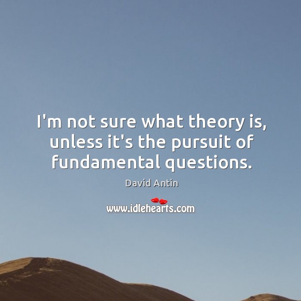 I’m not sure what theory is, unless it’s the pursuit of fundamental questions. David Antin Picture Quote
