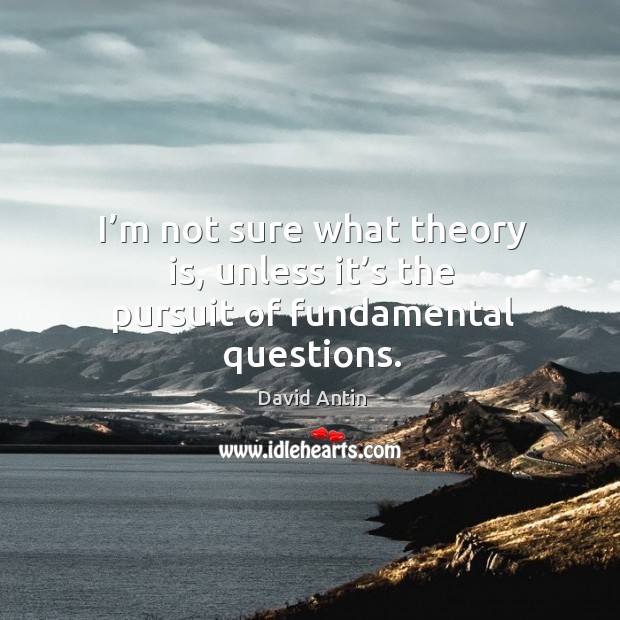 I’m not sure what theory is, unless it’s the pursuit of fundamental questions. Image