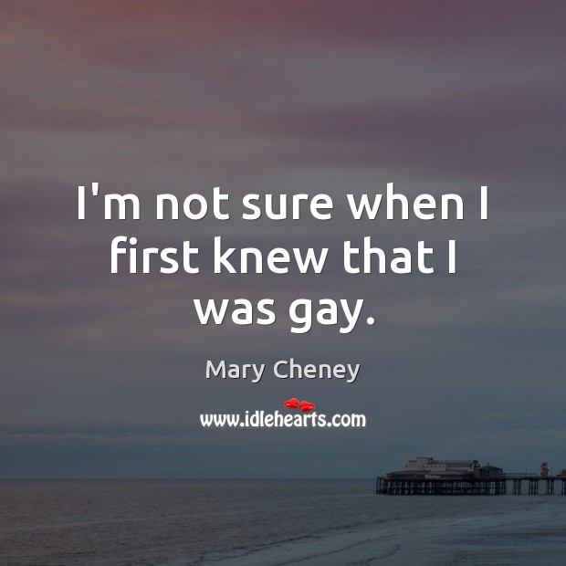 I’m not sure when I first knew that I was gay. Mary Cheney Picture Quote