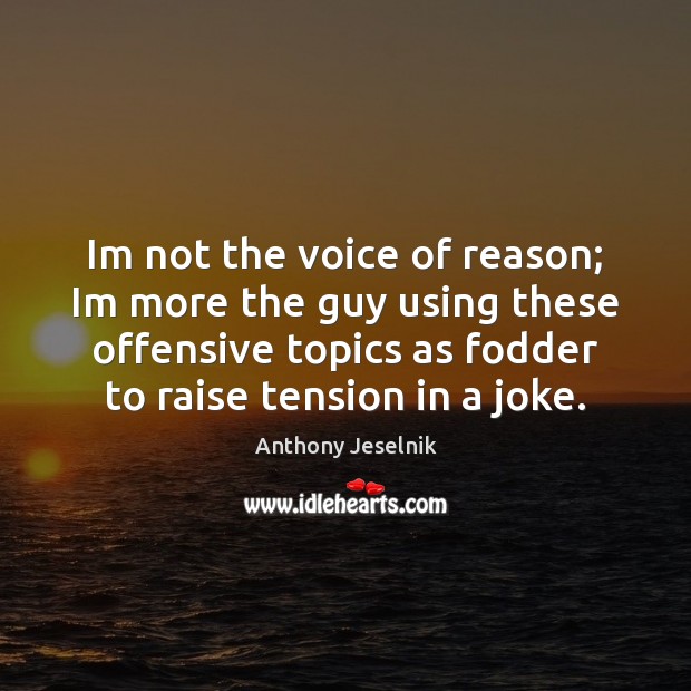 Im not the voice of reason; Im more the guy using these Offensive Quotes Image