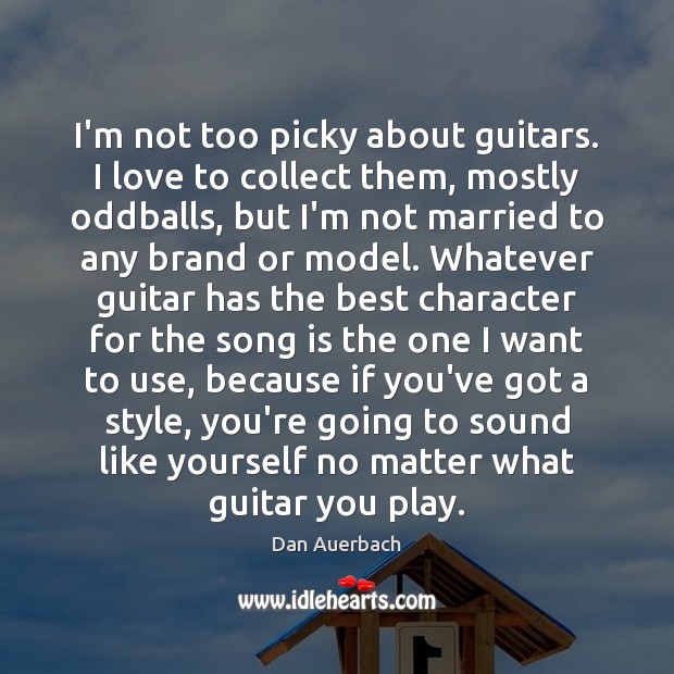 I’m not too picky about guitars. I love to collect them, mostly Dan Auerbach Picture Quote