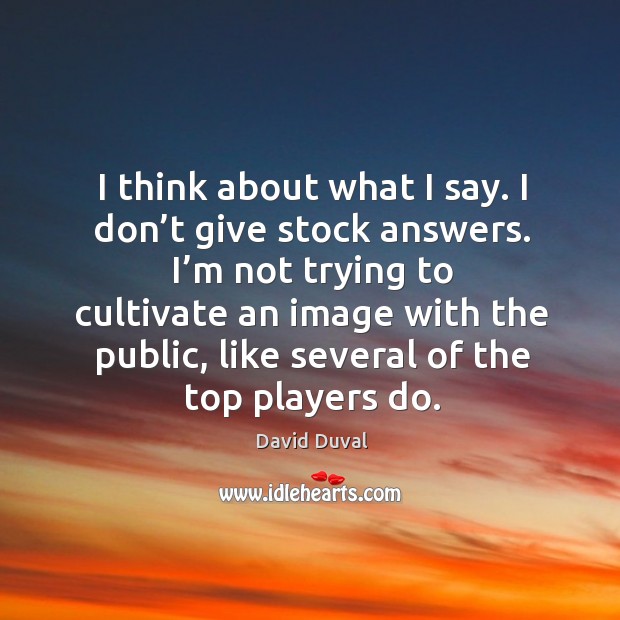 I’m not trying to cultivate an image with the public, like several of the top players do. David Duval Picture Quote