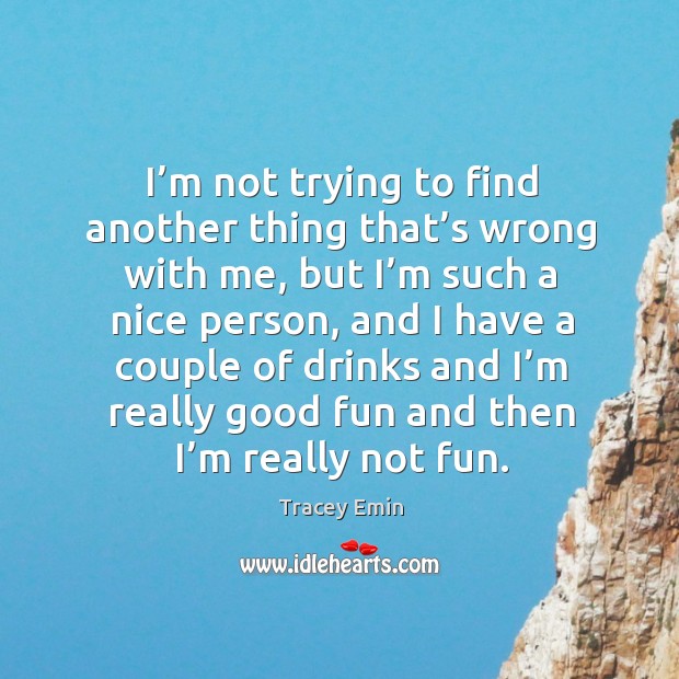 I’m not trying to find another thing that’s wrong with me, but I’m such a nice person Tracey Emin Picture Quote
