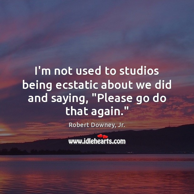 I’m not used to studios being ecstatic about we did and saying, “Please go do that again.” Robert Downey, Jr. Picture Quote