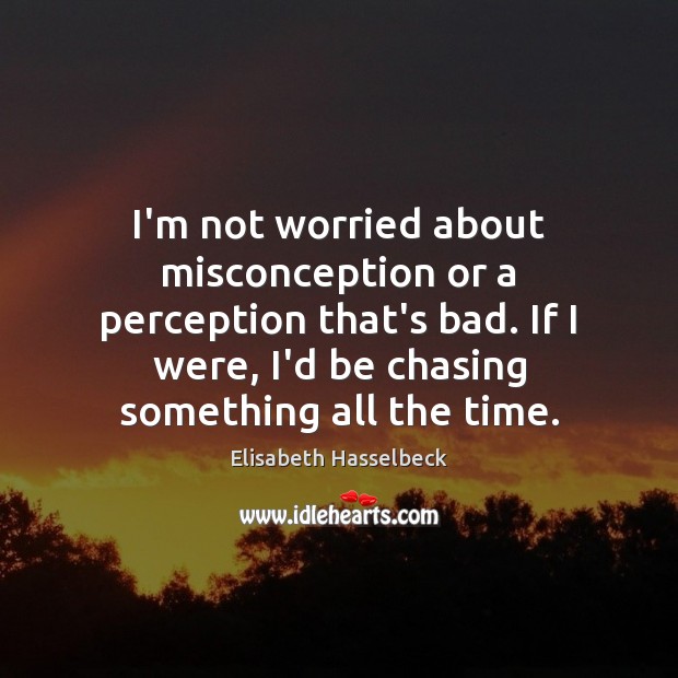 I’m not worried about misconception or a perception that’s bad. If I Elisabeth Hasselbeck Picture Quote