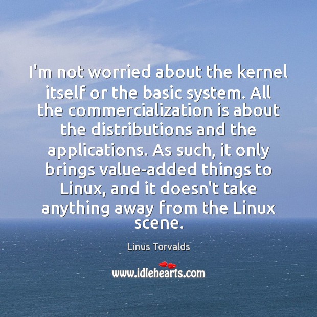 I’m not worried about the kernel itself or the basic system. All Linus Torvalds Picture Quote