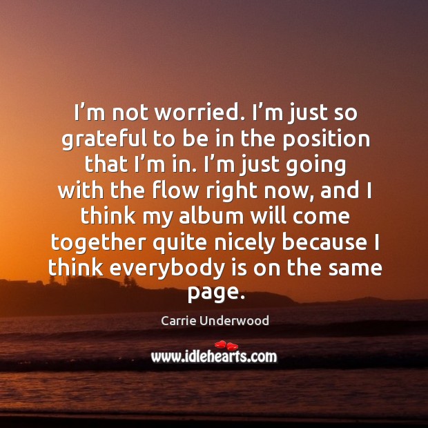 I’m not worried. I’m just so grateful to be in the position that I’m in. Carrie Underwood Picture Quote