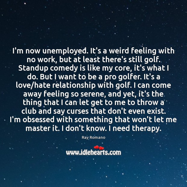 I’m now unemployed. It’s a weird feeling with no work, but at Ray Romano Picture Quote