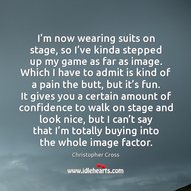I’m now wearing suits on stage, so I’ve kinda stepped up my game as far as image. Christopher Cross Picture Quote