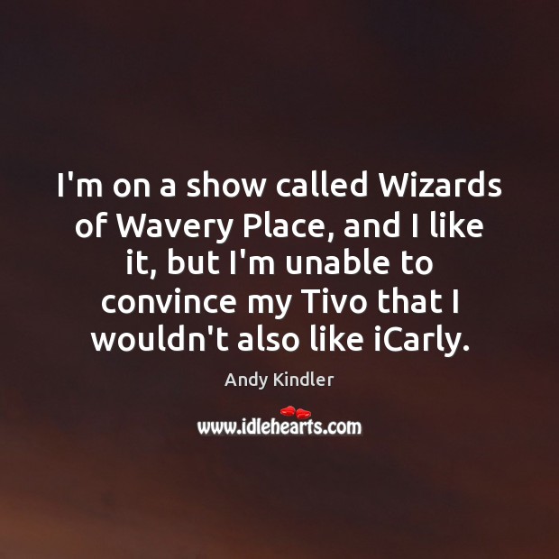 I’m on a show called Wizards of Wavery Place, and I like Andy Kindler Picture Quote