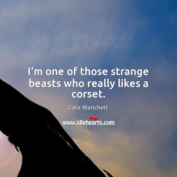 I’m one of those strange beasts who really likes a corset. Cate Blanchett Picture Quote